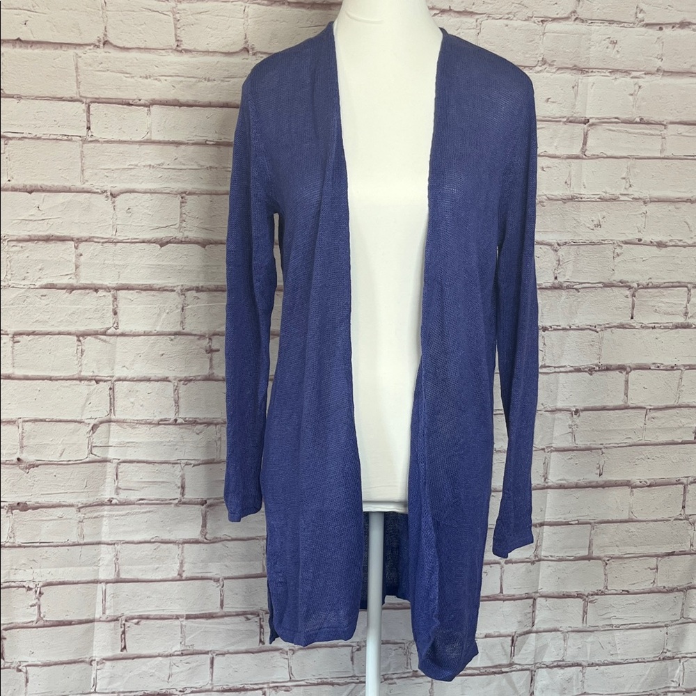J.Jill Linen Blend Open Cardigan in Periwinkle Like New Medium